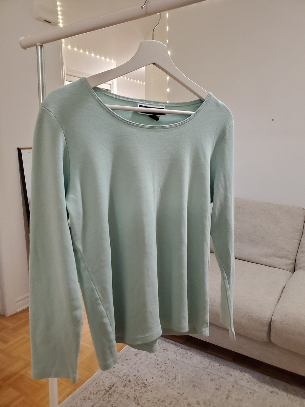 Long-Sleeve Scoop Neck Top in Mint